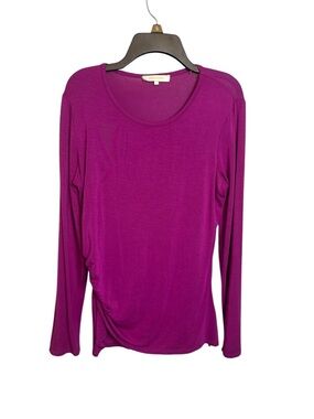 Mika Mindel Small fuchsia long sleeve ruched athleisure ladies top active girly